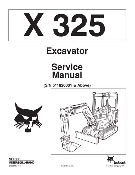 Bobcat 325 compact excavator service repair manual instant